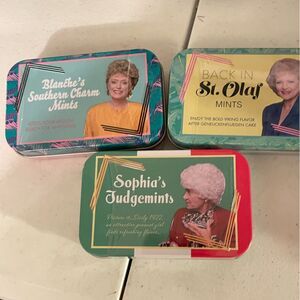 New Golden Girls Stay Golden Mints collectible tins with characters from tv